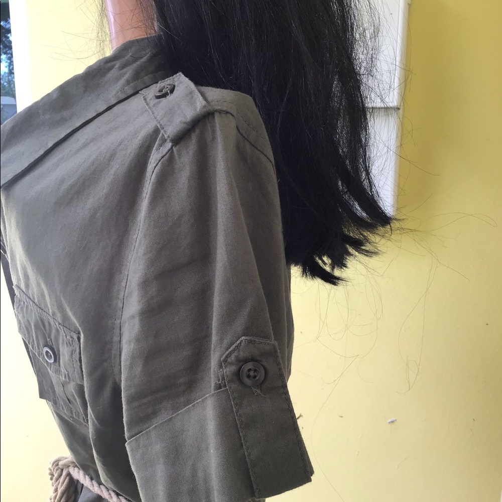 Jessica Simpson button down army color dress. - Picture 3 of 6